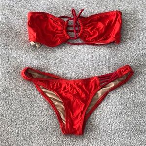 Tyler Rose red bandeau bikini, size small